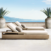 Chaise longue de luxe en teck pour l'extérieur, durable et moderne, avec coussin, pour villa, piscine, plage, patio, mobilier de jardin individuel