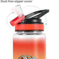 Bouteille d'eau réutilisable en plastique transparent sans BPA, écologique, avec couvercle à charnière, 500 ml, logo personnalisé, pour adultes, Bearf S038, cadeau pour l'école et les voyages