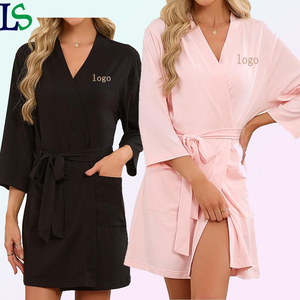 Vestaglie da Sposa e Damigella con Bordo in Pizzo per Donne, Vestaglie Simil-Seta per Feste Nuziali, Kimono in Raso Ricamato - Product Image 1