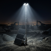 Tour d'éclairage mobile solaire hors réseau DC IP66 avec contrôleur intelligent, système d'éclairage LED alimenté par batterie, chantier de construction
