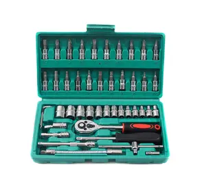 Ổ cắm cờ lê thiết lập công cụ 46 pcs ratcheting ổ cắm kết hợp công cụ thiết lập sửa chữa ô tô tự động thợ điện công cụ thực hiện trường hợp bao gồm DIY