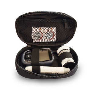 Blood Glucose Meter Bag Black Fabric <b>Case</b> For Medical Devices Storage <b>Carry</b> <b>Case</b> - Product Image 4