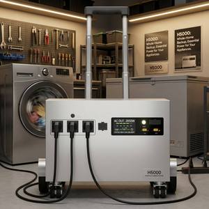 Générateur solaire H5000 5000W, station d'alimentation à batterie 5120Wh, mobile pour la maison, les situations d'urgence, le travail en extérieur, UPS - Product Image 2