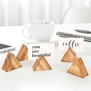 Triangular base business <b>card</b> display stand, solid wood business <b>card</b> display base, banquet <b>table</b> wooden business <b>card</b> holder - Product Image 2