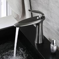 Keran Wastafel Kamar Mandi Termostatik Sederhana Grosir Pabrik, Keran Wastafel Kuningan Pegangan Tunggal Warna Hitam, Pemasangan di Atas Meja, Satu Lubang
