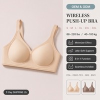 Soutien-gorge sans fil invisible pour femme avec support en gel, larges bretelles, push-up, bonnet complet, contrôle des graisses latérales, usage quotidien, ODM