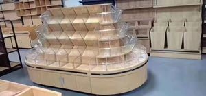 ชั้นวางสินค้าสองด้านสำหรับซูเปอร์มาร์เก็ต ชั้นวางขนมและของแห้งทำจากไม้สำหรับใช้ในเชิงพาณิชย์ - Product Image 4