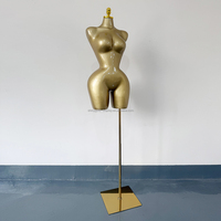Mannequins en Gros Taille L Grande Taille Courbée Femme Pour Robe BBL Haut du Corps Fessier Poitrine Généreuse en Fibre de Verre Peint Or