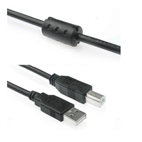 Kabel Printer USB 2.0 Male to Male 1.5m OEM Baru dengan Pelindung Cincin Magnetik Inti Tembaga Murni, Pengisian Cepat 3A, Warna Hitam