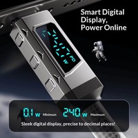 Kabel pengisian daya Super cepat, Earphone kamera untuk ponsel, ponsel, laptop, kepang nilon, kabel pengisian Super cepat, USB-C tipe-c 5A, tampilan Digital 240W 1.5m