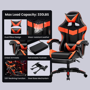 Chaise de jeu de style course professionnelle Silla <span class=keywords><strong>Gamer</strong></span> avec repose-pieds, siège d'ordinateur ergonomique à dossier haut inclinable pour le bureau - Product Image 3