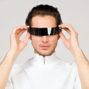 All'ingrosso futuristico avvolgente <span class=keywords><strong>occhiali</strong></span> da sole Punk <span class=keywords><strong>occhiali</strong></span> da festa con lenti monopezzo per uomo donna - Product Image 3