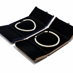 Luxury Velvet Necklace Organizer Box Double Door <b>Jewelry</b> Storage Case for Necklace Bracelet Accessories and <b>jewelry</b> brands - Product Image 2
