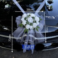 Perlengkapan Dekorasi Bunga Mobil Pengantin LO-984, Set Bunga Artificial & Pita Transparan untuk Hiasan Depan Mobil Pengantin & Rangkaian Konvoi