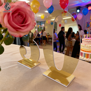 Supports de chiffres en acrylique doré et argenté effet miroir de 3 et 4 pieds (0-9) – Fournitures de fête pour la décoration des anniversaires 30, 40, 50, 60, 70, 80 ans - Product Image 2