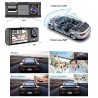 Cámara para Coche de 3 Lentes Full HD 1080P, DVR de 3 Canales con Pantalla LCD, Caja Negra, Grabadora de Video para Vehículos