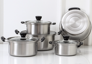 Ensemble de casseroles <span class=keywords><strong>en</strong></span> acier inoxydable Yolecen, design classique, 10 pièces, pots de cuisine rouges avec couvercles <span class=keywords><strong>en</strong></span> <span class=keywords><strong>verre</strong></span> noir, pots à soupe et poêles - Product Image 3