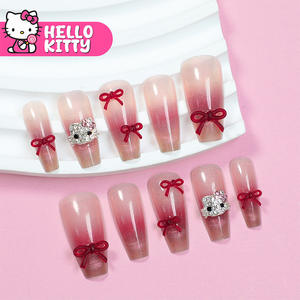 Últimos Modelos 2026, <span class=keywords><strong>Uñas</strong></span> Postizas Hechas a Mano <span class=keywords><strong>de</strong></span> <span class=keywords><strong>Hello</strong></span> <span class=keywords><strong>Kitty</strong></span>, <span class=keywords><strong>Uñas</strong></span> Postizas Dulces y Largas con Degradado <span class=keywords><strong>de</strong></span> Cereza, Venta al por Mayor - Product Image 2