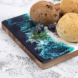 Lot de 3 planches de service rectangulaires en bois d'acacia et résine, grandes planches à découper pour la cuisine - Product Image 5