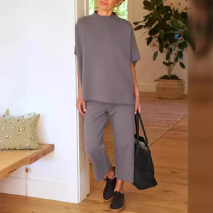 <span class=keywords><strong>Traje</strong></span> <span class=keywords><strong>de</strong></span> 2 piezas <span class=keywords><strong>de</strong></span> <span class=keywords><strong>lino</strong></span> y algodón informal para mujer, camisa <span class=keywords><strong>de</strong></span> manga corta con cuello redondo <span class=keywords><strong>de</strong></span> Color sólido, conjunto <span class=keywords><strong>de</strong></span> pantalones <span class=keywords><strong>de</strong></span> pierna ancha, trajes <span class=keywords><strong>de</strong></span> vacaciones sueltos - Product Image 3