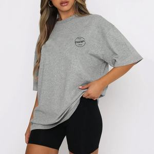 JL418A T-Shirt Oversize Stampate di Alta Qualità in Morbido Cotone 180GSM per Donne, T-Shirt Oversize Grigie con Spalle Scese - Product Image 4