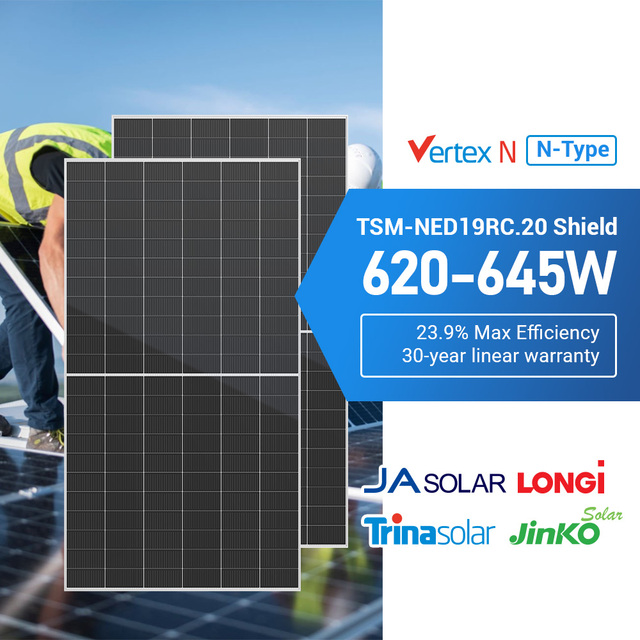 Trina Dual-glass Panels Photovoltaic 625w 630 w 640 w 645 w N-type Topcon Solar Panels
