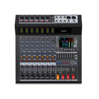 Console de mixage DJ professionnelle RX8 à 8 canaux avec effets de réverbération numériques DSP intégrés 256 bits