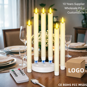 Bougies coniques <span class=keywords><strong>LED</strong></span> 3D à mèche mobile rechargeables en gros avec station de charge, effet de flamme vacillante, en cire véritable pour la décoration d'hôtels et de restaurants - Product Image 1
