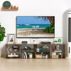 Wood LED Smart TV Unit Cabinet Desk Home Living Room Móveis Fabricante Light Wooden TV Tables Stands Móveis para Casa