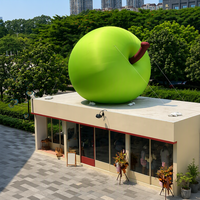 Décoration publicitaire géante gonflable en forme de fruits (fraise, pomme, ananas, raisin, pêche) pour magasin de jus, idéale pour les fêtes en extérieur, personnalisable