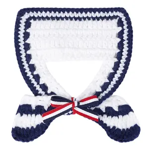 pet dog cat supplies for cute beautiful fashion Kitten & Puppy Navy Even Size Custom Knit Scarf