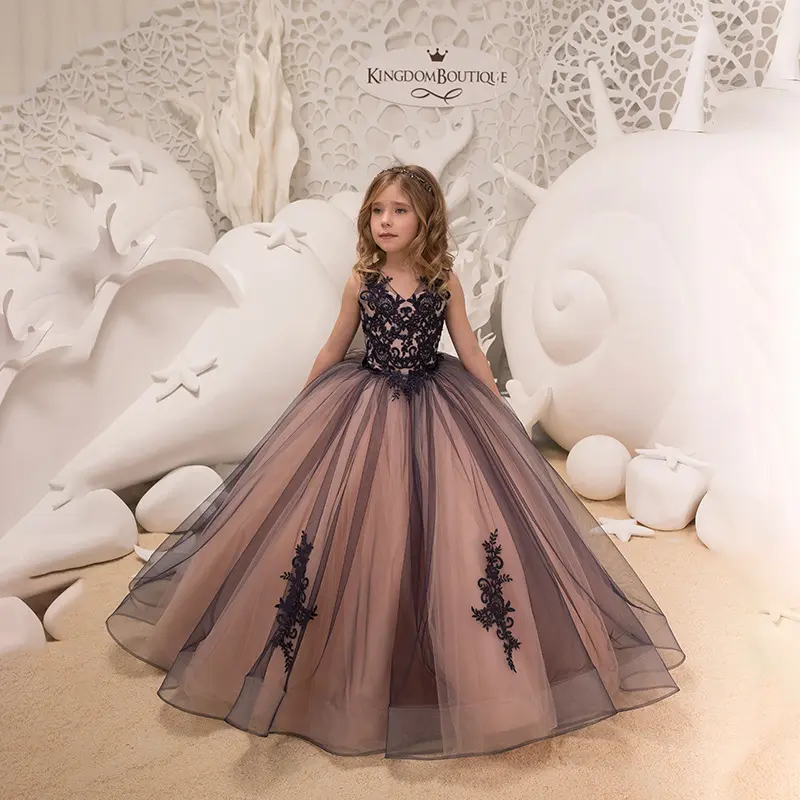 2022 INS Hot Sale Luxus Kinder Ballkleid Blumen mädchen Kleider Spitze Mädchen Festzug Kleid Kinder Abend garderobe