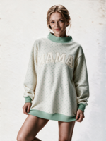 Sweat-shirt à col montant à pois pour femme, longueur allongée, avec logo brodé personnalisé, haut chemisier pour femme