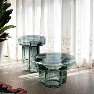 Modern Glass Coffee Table Creative Round Design High And Low Living Room Coffee Table Sets