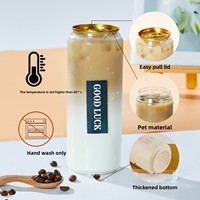 Bouteille en plastique PET pour boissons avec bouchon à languette/couvercle à déchirer, hermétique, pour thé au lait, café, eau gazeuse, boissons à la mangue et au sago
