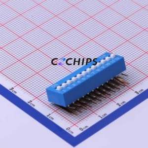 DA-12BP DIP Switch Through hole Component (THT) Switch Flat Toggle, Raised Type Single Pole Single Throw 12 2.54mm - Product Image 1