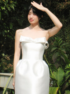 <span class=keywords><strong>Robe</strong></span> de mariée courte blanche style français, coupe mini, avec nœud illusion et jupe bouffante, collection Note of Love - Product Image 5