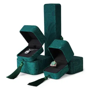 도매 사용자 정의 녹색 Pu 가죽 보석 상자 주최자 반지 귀걸이 목걸이 팔찌 보석 보관 선물 케이스 포장