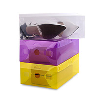 Boîte à chaussures pliable transparente en plastique transparent, forme carrée, empilable, pour le rangement à domicile, 6-10L