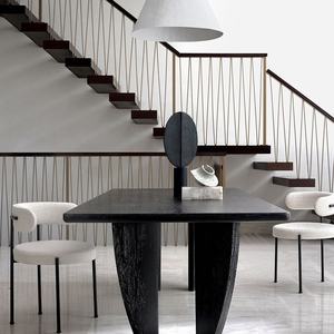 เฟอร์นิเจอร์ห้องรับประทานอาหารดีไซน์เรียบง่ายสไตล์นอร์ดิก โต๊ะรับประทานอาหารไม้จริงสีดำ 8 ที่นั่ง - Product Image 5