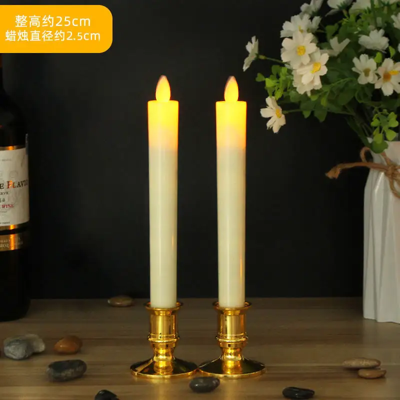 Home decoration Holiday Decor Cordless Battery Powered Taper Christmas Window Flameless Candles with Removable Candle Holder