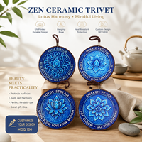 Sous-plat en céramique style Zen personnalisé, motif lotus suspendu à la corde, écologique, antidérapant, résistant à la chaleur, pour cuisine et maison