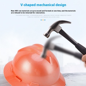 หมวกนิรภัยแบบแข็งสีส้มทรงวี 6 จุดยึด ไม่มีร่อง สำหรับงานก่อสร้าง - Product Image 6