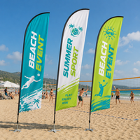 Grande drapeau de plage publicitaire extérieur, impression haute définition, portable, double face, drapeau plume télescopique avec logo personnalisé