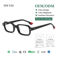Vente en gros de lunettes de vue rectangulaires fines en acétate de qualité supérieure, monture optique vintage tendance, unisexe, logo personnalisé