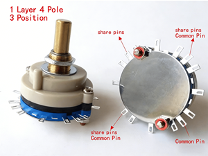 <span class=keywords><strong>Interruptor</strong></span> Rotatorio de Eje Metálico Personalizado con Terminales PCB, <span class=keywords><strong>Atenuador</strong></span> de Volumen de Audio para Amplificador de Tubos, <span class=keywords><strong>Interruptor</strong></span> Rotatorio Sin Cortocircuitos - Product Image 4