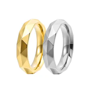 Cincin baja tahan karat 5.5mm cincin jari perak biru emas berlian punk gaya ornamen bunga baja tahan karat cincin jari 627