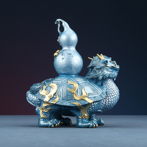 Décoration Feng Shui en laiton en forme de tortue dragon, cadeau pour la maison ou le bureau - Product Image 3