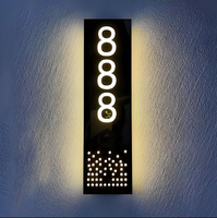 Plaque de numéro de maison LED rétroéclairée, moderne, pour intérieur et extérieur, à fixer au mur, avec numéros d'adresse lumineux
