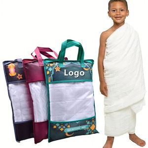 Ensemble Ihram jetable en coton tissé pour adultes avec ceinture réglable et serviette - Pour UMRAH & HAJJ - Assure confort et sécurité - Product Image 3